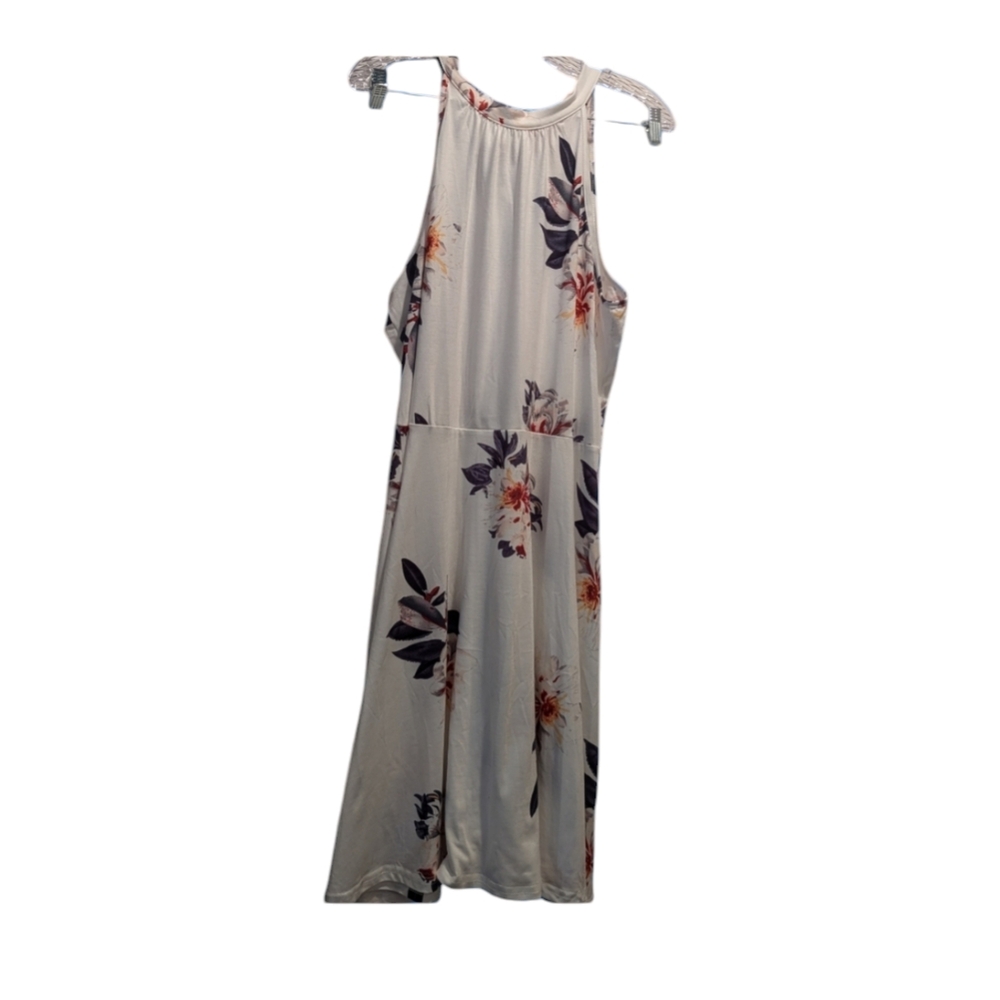 Styleworld white floral dress bow tie back neck Size XL NWOT